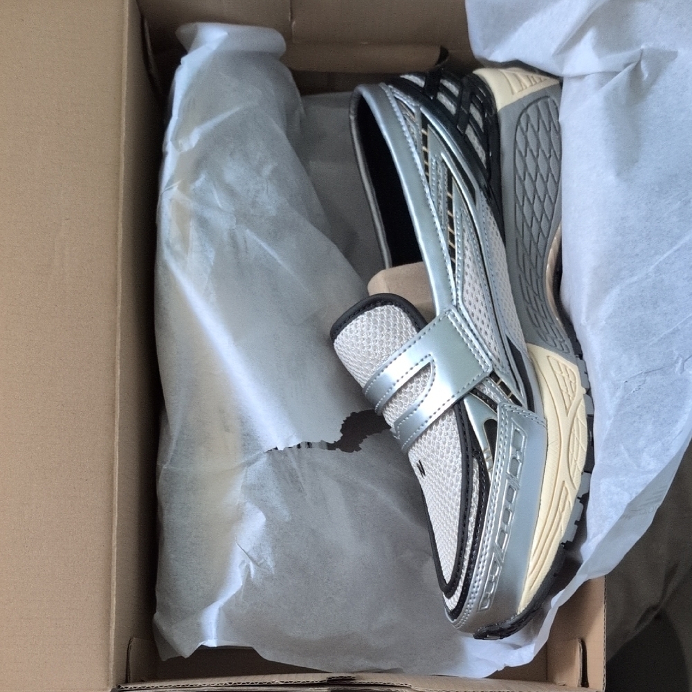 Silver and Black Athletic Shoes